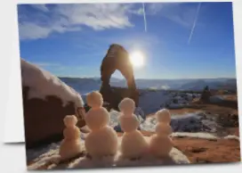delicate arch christmas four snowmen