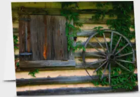 wagon wheel on a wall