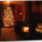 Cabin Christmas fireplace
