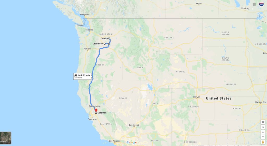Grandview, Washington - Othello, Washington - Stockton, California (868 miles)
bgrigtravels trip feb 24, 2020