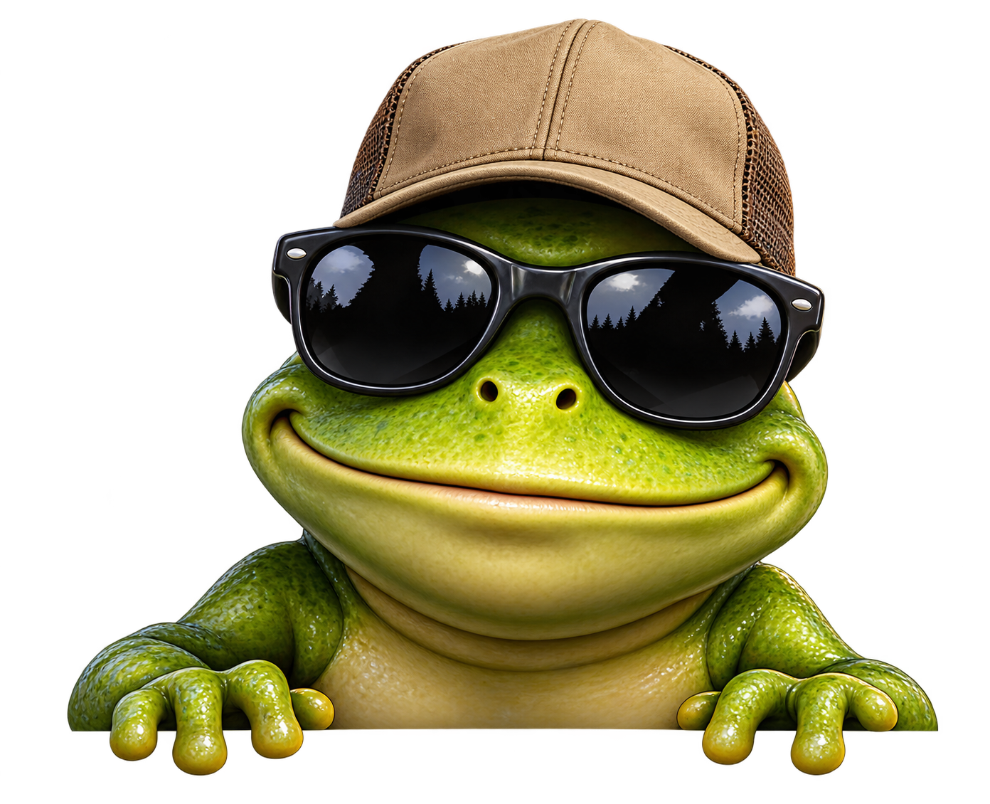 Road Crew frog wearing sunglasses and a cap